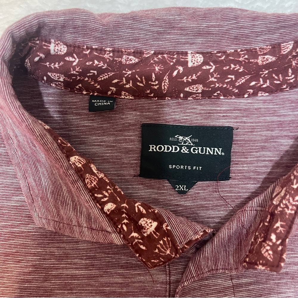 Rodd & Gunn Burgundy Stripe Short Sleeve‎ Business Casual Golf Polo Short 2XL - Picture 3 of 8